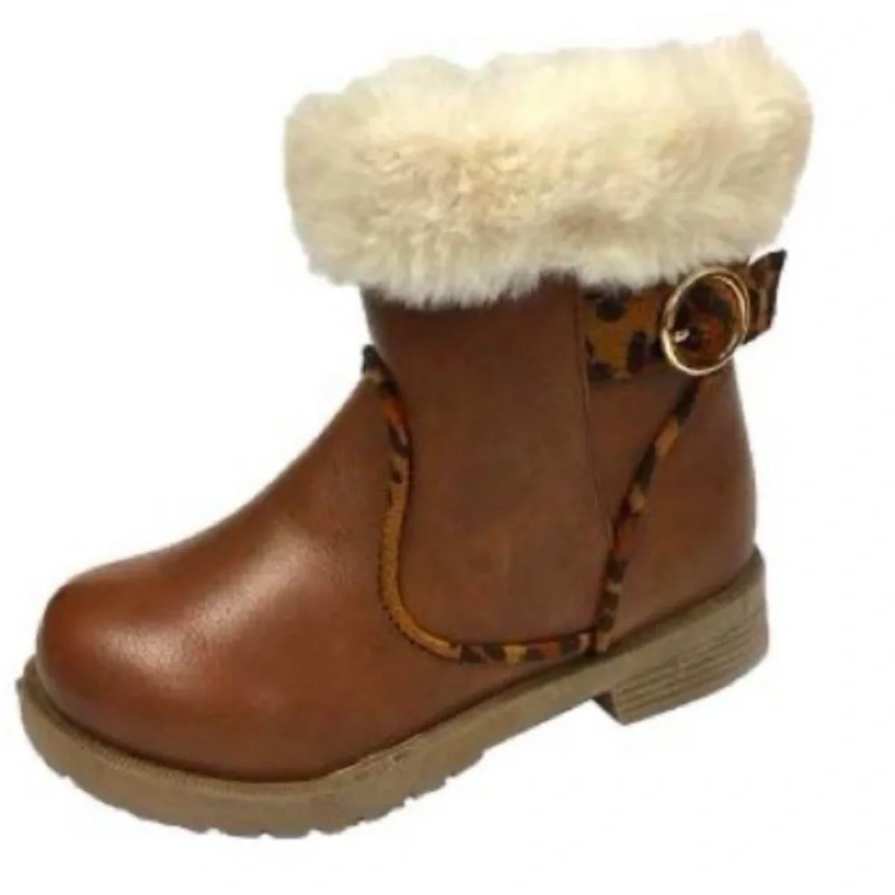 Rampage Fur Cuff Leopard Trim Boots